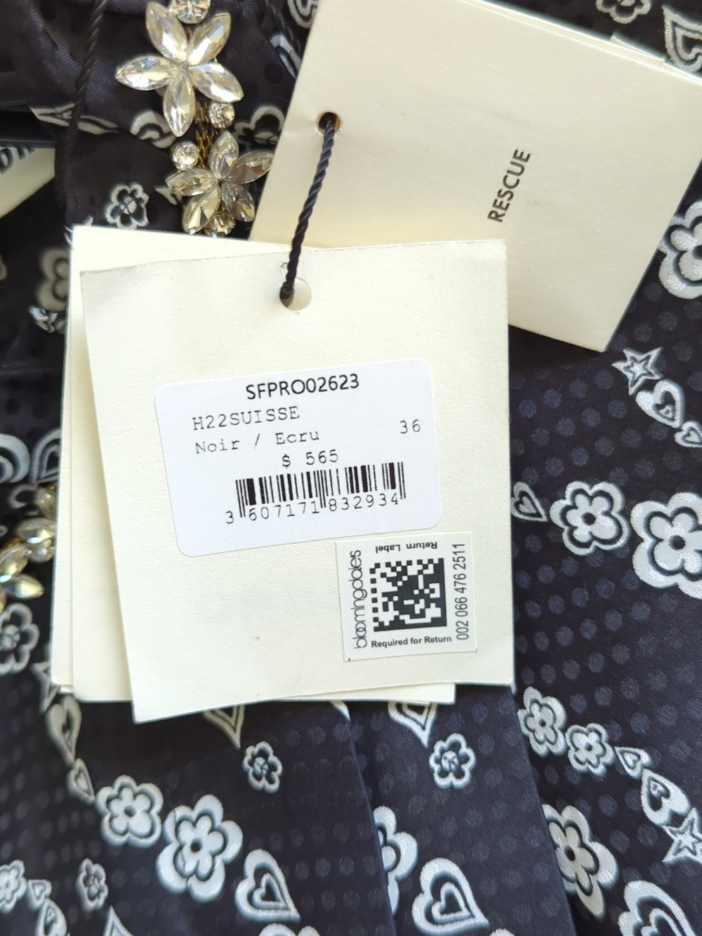 SANDRO Black Suisse Crystal Embellished Fit And Flare Dress NWT - Picture 9 of 13